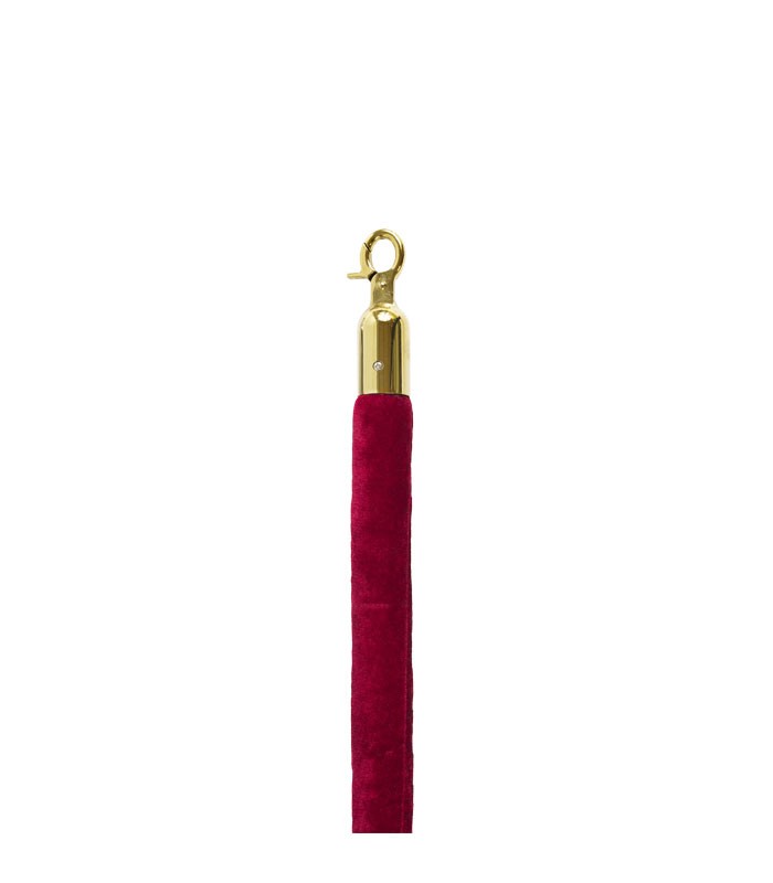 Golden Finish Velvet Rope for Stanchion - Red