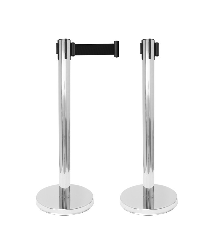 Poteau Séparateur Avec Ruban Extensible 3 M - 2 Poteaux, Base Stable, Pour Contrôle De Foule