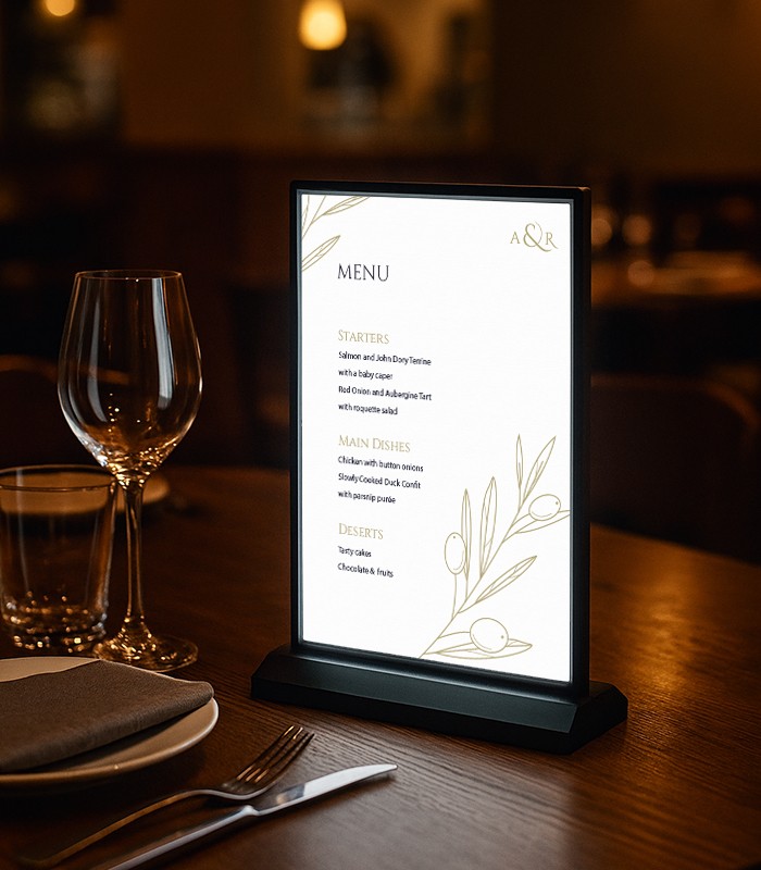 Backlit Tabletop Menu Holder A4 Black