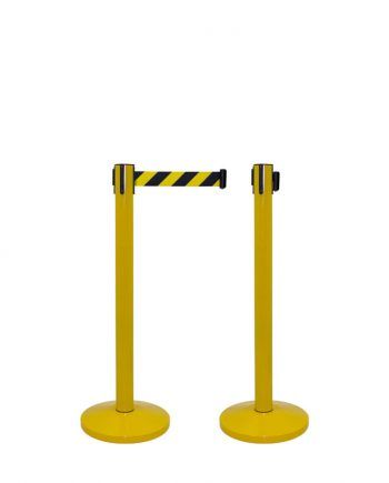 Stanchion with Black and Yellow Retractable Belt